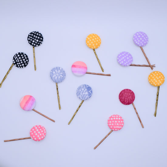 Fabric Button Vintage Hair Clips
